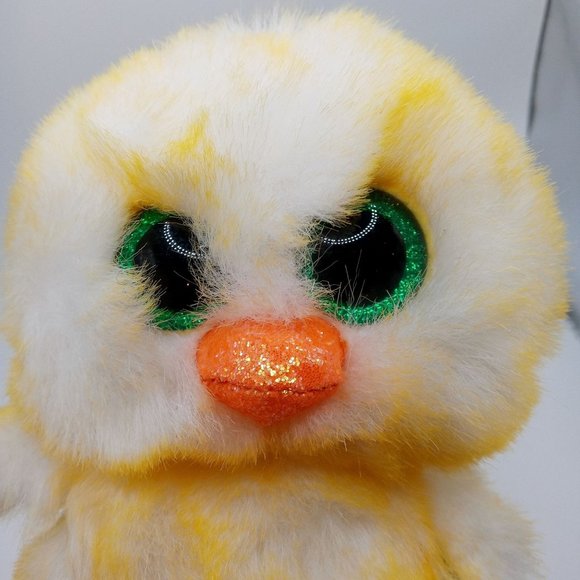 Ty Beanie Boo Lemon Drop Yellow Chick 6 Inch Plush Green Glitter - Picture 7 of 9